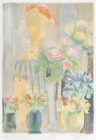 ELIANO FANTUZZI, Donna e fiori, 1973