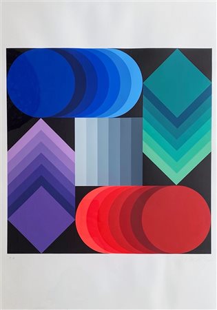 VASARELY VICTOR Pécs (Ungheria) 1906 Per il Cile 1977 Serigrafia a colori es....