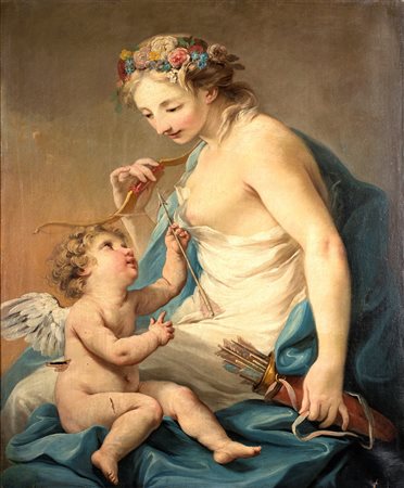 Jacopo Amigoni (attibuito) Venere e Cupido olio su tela cm 96x80 (con la...