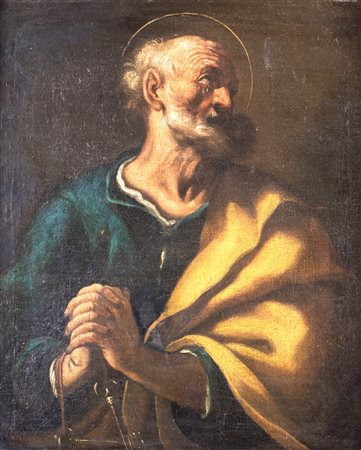 Pittore napoletano del XVII secolo San Pietro olio su tela cm 82x67 (con la...