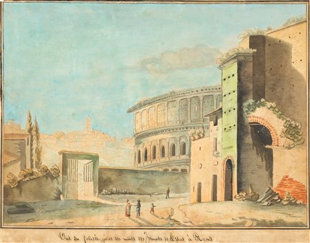 Pittore della fine del XVIII secolo Veduta del Colosseo inchiostro e...