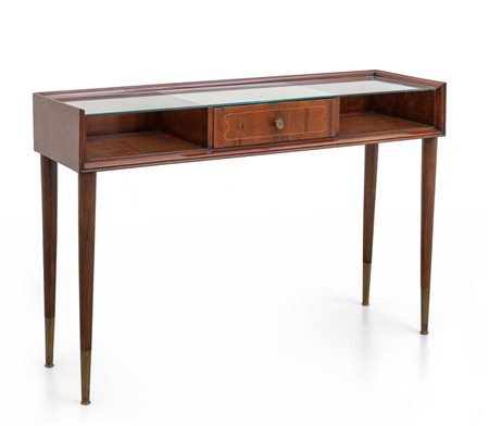 UNA CONSOLE, anni "60. <br>Legno di palissandro 