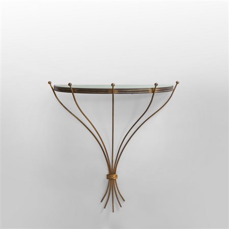  UNA CONSOLE, anni "50. <br>Ottone, opalina 