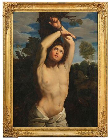 Guido Reni (1575 Bologna-1642 Bologna), San Sebastiano in cornice dorata,...