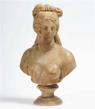 Venere. Busto in alabastro fiorito. Arte barocca italiana XVIII secolo H. 35...