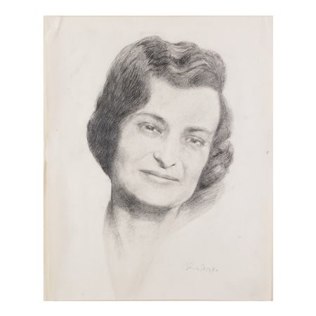 Paulo Ghiglia Ritratto di signora matita su carta, cm. 35x27,5 Firmato in...