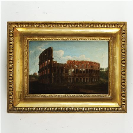 Pittore degli inizi del XIX secolo Veduta del Colosseo olio su tela, cm. 22x33