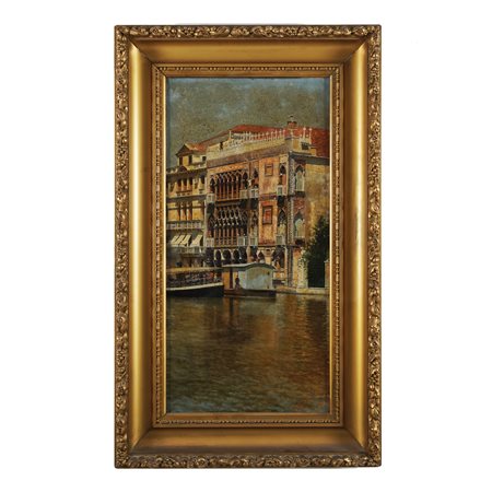 Pittore del XIX secolo Veduta di Ca'd'Oro a Venezia, 1880 olio su tela, cm....