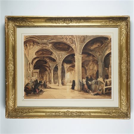 Achille Vianelli La Cripta del duomo di Salerno, 1844 acquarello su carta, il...