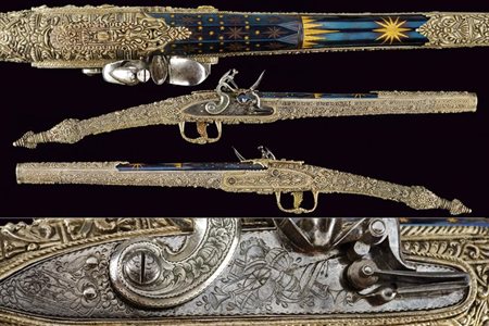 Paio di straordinarie e rarissime pistole a pietra focaia in stile Roka