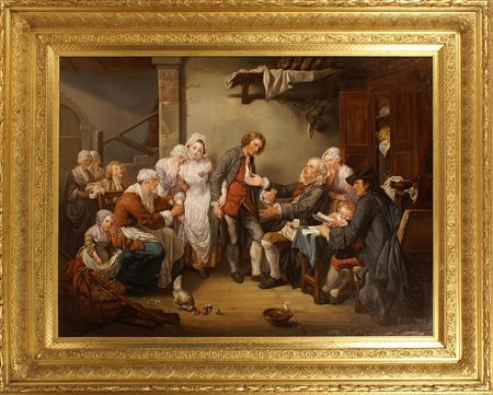 CAROLINE DELAGUETTE Francia 1820 -1860 La promessa di matrimonio, olio su...