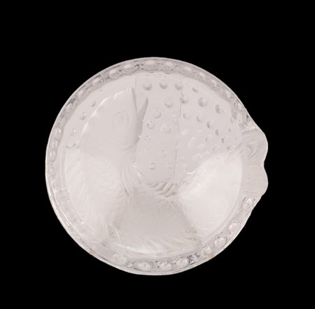 POSACENERE "PESCE" IN CRISTALLO Lalique Francia firmato 15,5 cm.