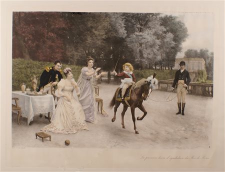 DA JULES GIRARDERT Francia inizi del XX Sec. La premiere lecon du equitation...