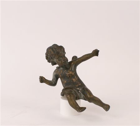 PUTTO IN BRONZO BRUNITO Roma XVII Sec. 26 cm.