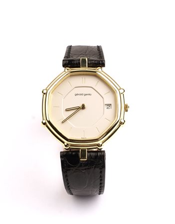 OROLOGIO DA POLSO GERALD GENTA IN ORO GIALLO 18KT anni 90 cassa ottagonale...