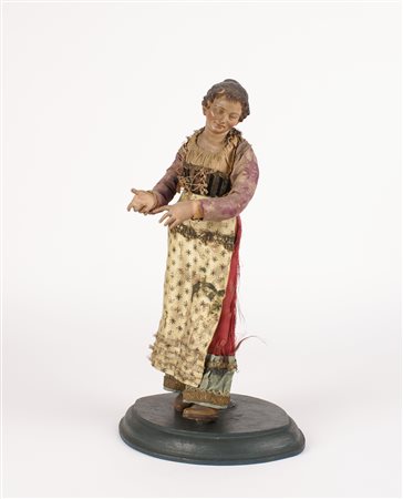 FIGURA DI PRESEPE Napoli XIX secolo raffigurante una popolana realizzata in...