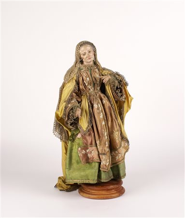 FIGURA DI PRESEPE Napoli XIX secolo raffigurante una popolana realizzata in...