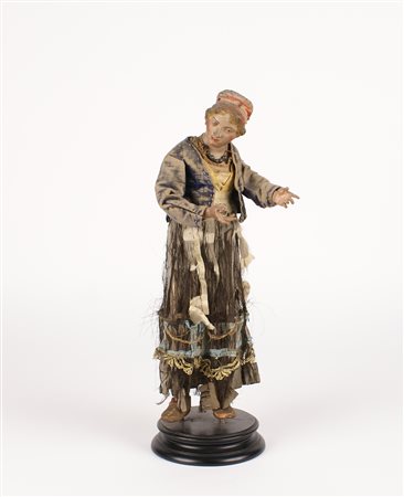 FIGURA DI PRESEPE Napoli XIX secolo raffigurante una popolana realizzata in...