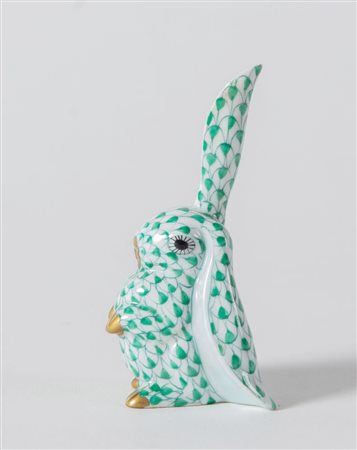 HEREND. "Coniglio". Statuetta in porcellana ungherese decorata a mano con...