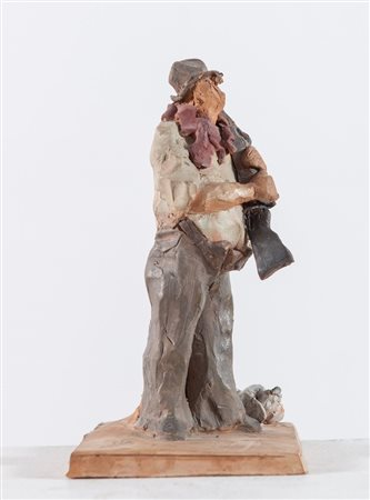 BRUNO RIGHINI (XX secolo) "Cacciatore",1978. Scultura in terracotta...