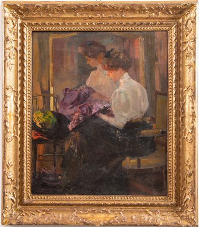 ULISSE CAPUTO (Salerno 1872 - Parigi 1948) "La femme et Champagne". Olio su...