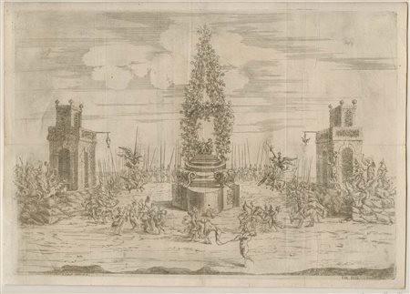 Egidio Maria Bordoni (1695-1723 (fl.)) da Ercole Rivani: APPARATO SCENOGRAFICO PER LA FESTA DELLA PORCHETTA A BOLOGNA 
