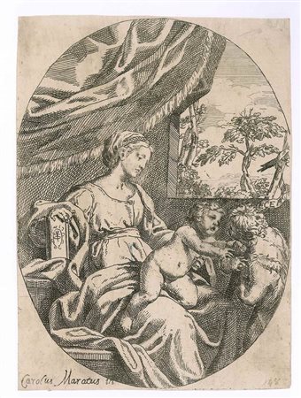 Carlo Maratta (1625-1713): LA VERGINE CON IL BAMBINO E SAN GIOVANNINO