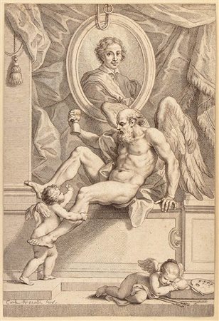 Francesco  Bartolozzi (1727-1815) da Carlo  Maratta (1625-1713): RITRATTO DI CARLO CIGNANI, 1768