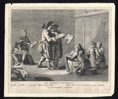 Ambrogio Orio (1737-1825) da Johann Eleazar Schenau (1737-1806): LES MODERNES CONOISSEURS