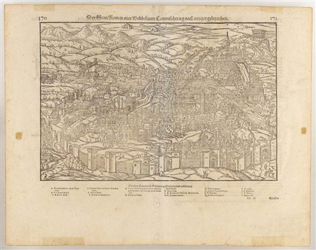 Sebastian Münster (1488-1552): MAPPA DI ROMA DA 'COSMOGRAFIA UNIVERSALIS'