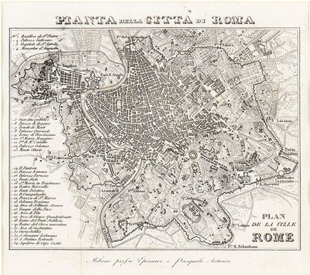 PIANTA DELLA CITTÀ DI ROMA, 1834