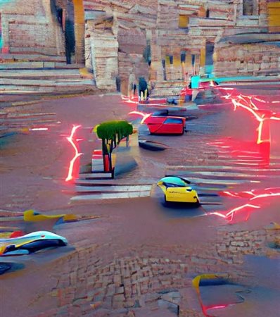 VqGan3Magnas “Ferraris in the streets of Rome - Alternative Reality #26”