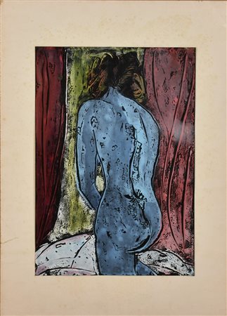 E. Gava NUDO FEMMINILE smalto su carta, cm 50x35 firma