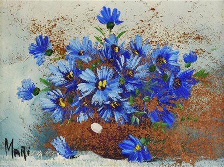 Mari FIORI BLU olio su masonite, cm 18x24 firma