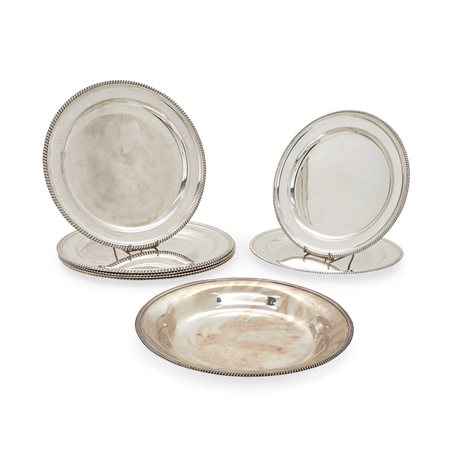Otto piatti in argento, Italia, XX secolo