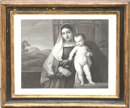 Da Tiziano "Madonna Zingarella" incisione di J. L. Raab (mm 365x450). In cornic