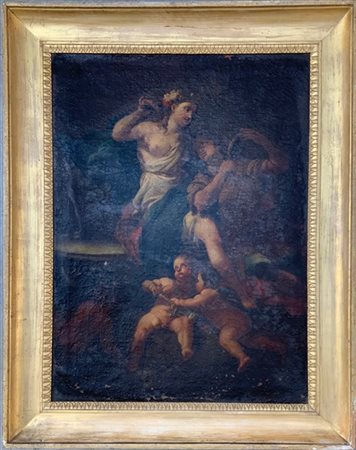 Scuola del secolo XVIII "Venere e Marte" olio su tela (cm 72x52). In cornice ne