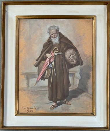 Ezio Moioli da Olcio "Frate" 1953, olio su masonite (cm 50x40) Firmato e datato