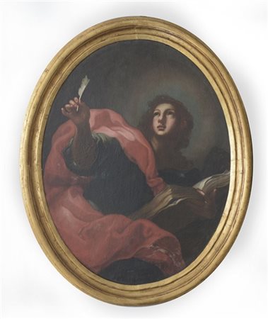 Scuola dell'inizio del secolo XVIII "San Giovanni Evangelista" olio su tela ova