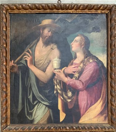 Ignoto "Noli me tangere" antico dipinto ad olio su tela (cm 116,5x105). In corn