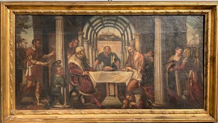 Scuola della fine del secolo XVII - inizio XVIII, copia da Moretto "Cena in cas