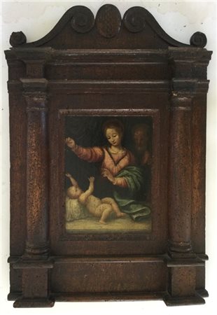 Ignoto, copia da Raffaello "Madonna del velo" olio su tavola (cm 27,5x20,5). In