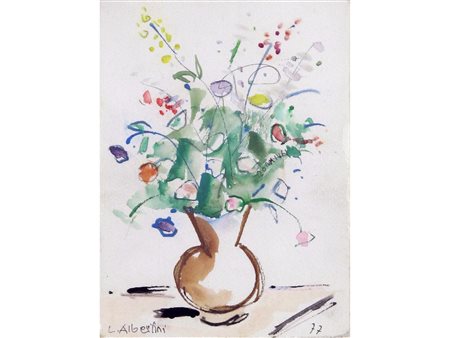 Luciano Albertini (Verona 1910-1985) Vaso di Fiori Acquarello su cartoncino...