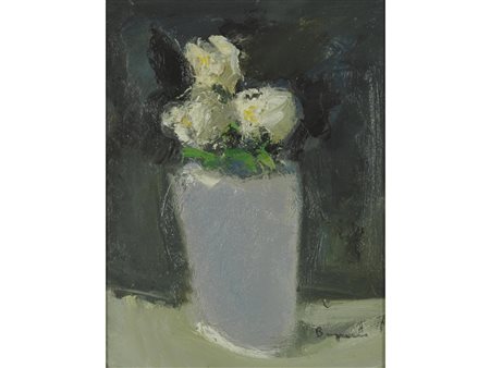 Giacomo Bergomi (Orzinuovi 1923-Brescia 2003) Vaso di Fiori Olio su masonite...