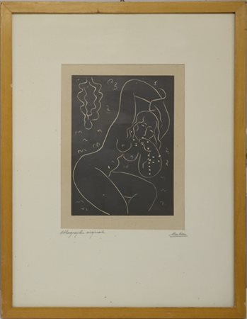 Henri Matisse (d'Apres) "Nu au bracelet" 
linoleografia
cm 32x25. In cornice (li