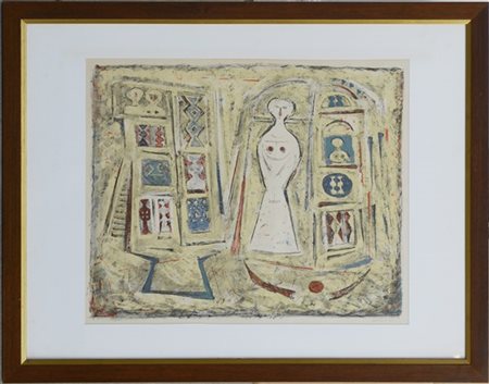 Massimo Campigli "La dama bianca" 1962
litografia a colori
(lastra cm 45,5x55,5;