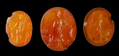 A lot of 3 postclassical agate-carnelian intaglios. Mythological figures. 