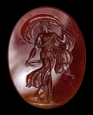 A postclassical layered agate intaglio. Dancing figure.