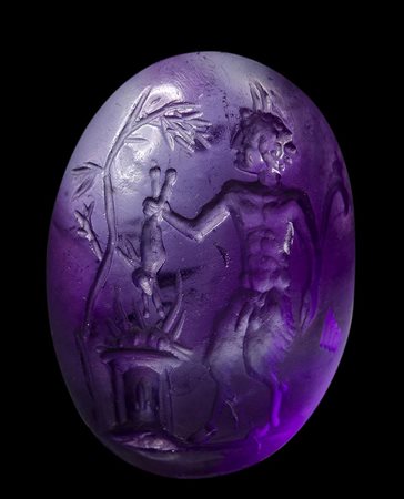 A postclassical amethyst intaglio. Sacrifice to Priapus. 