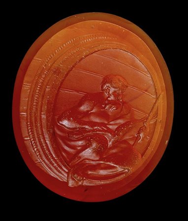 A large neoclassical carnelian intaglio. Diogenes.